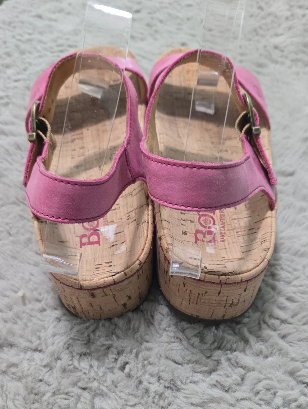 Born Sari bubblegum pink colorway cork platform sandals adjustable strap size 9
